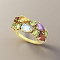 Ring Santa Maria - Sterling Silver Multi-Gemstone Gold Plated Ring-0