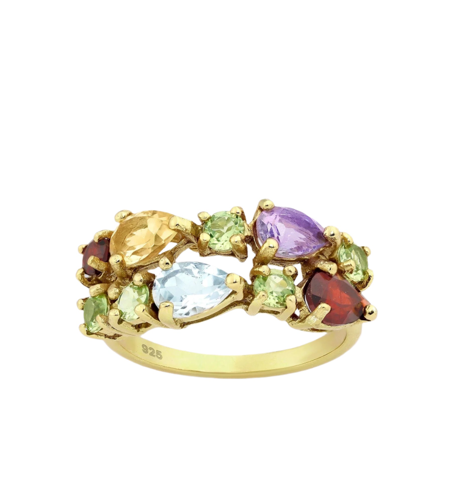 Ring Santa Maria - Sterling Silver Multi-Gemstone Gold Plated Ring-3